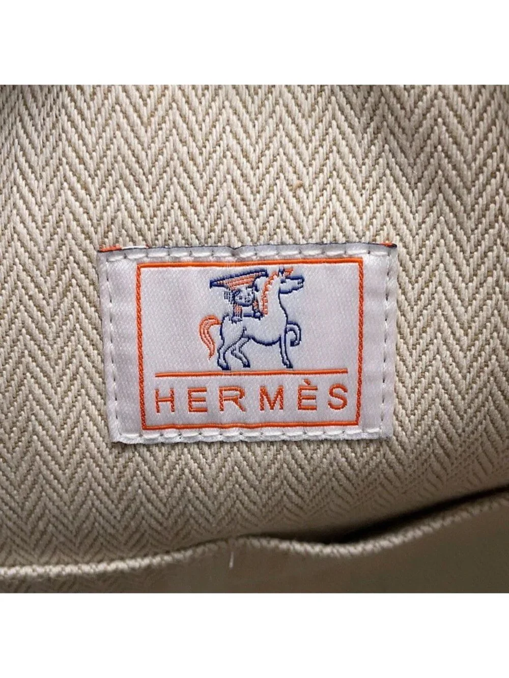 Hermes Pouch Bride-a-Brac GM Cabriole Biscuit Silver Canvas